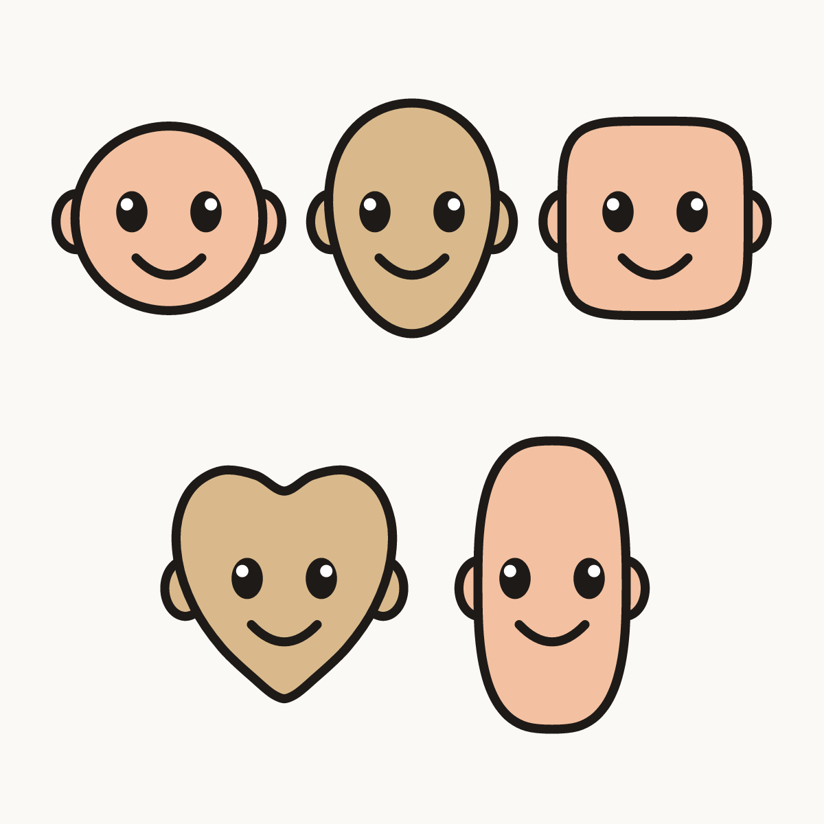 Finished drawing of head shapes