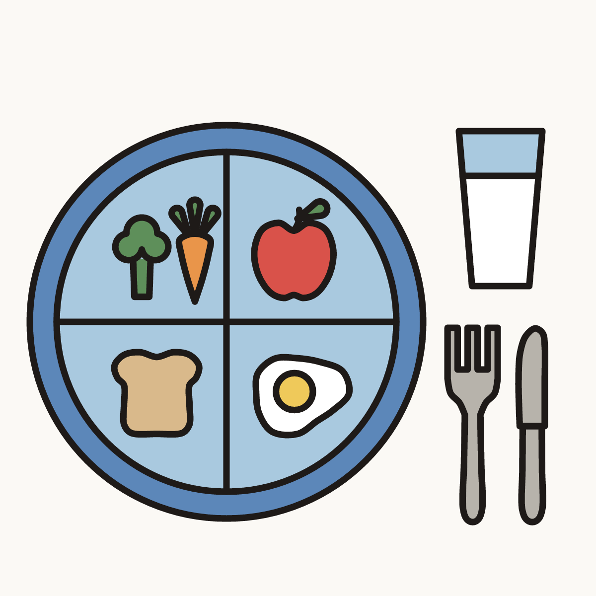 Finished drawing of a healthy plate