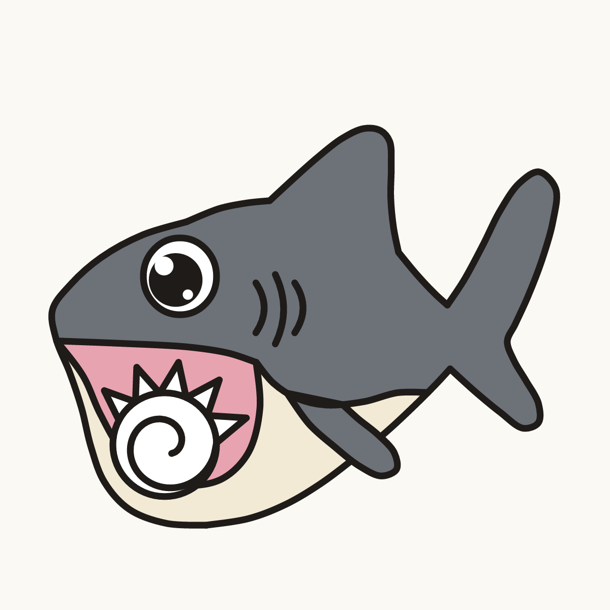 Finished drawing of a helicoprion