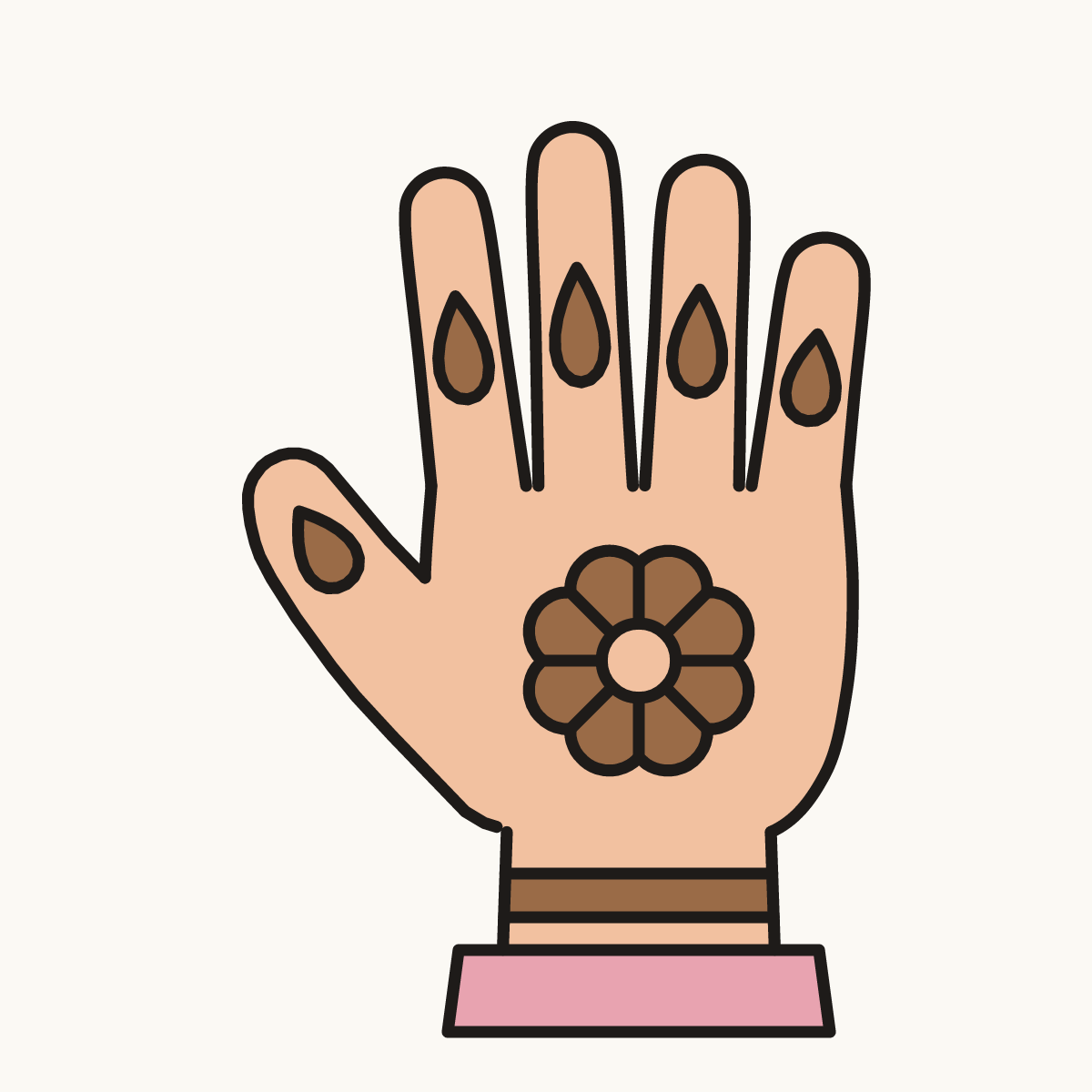 Finished drawing of a henna hand