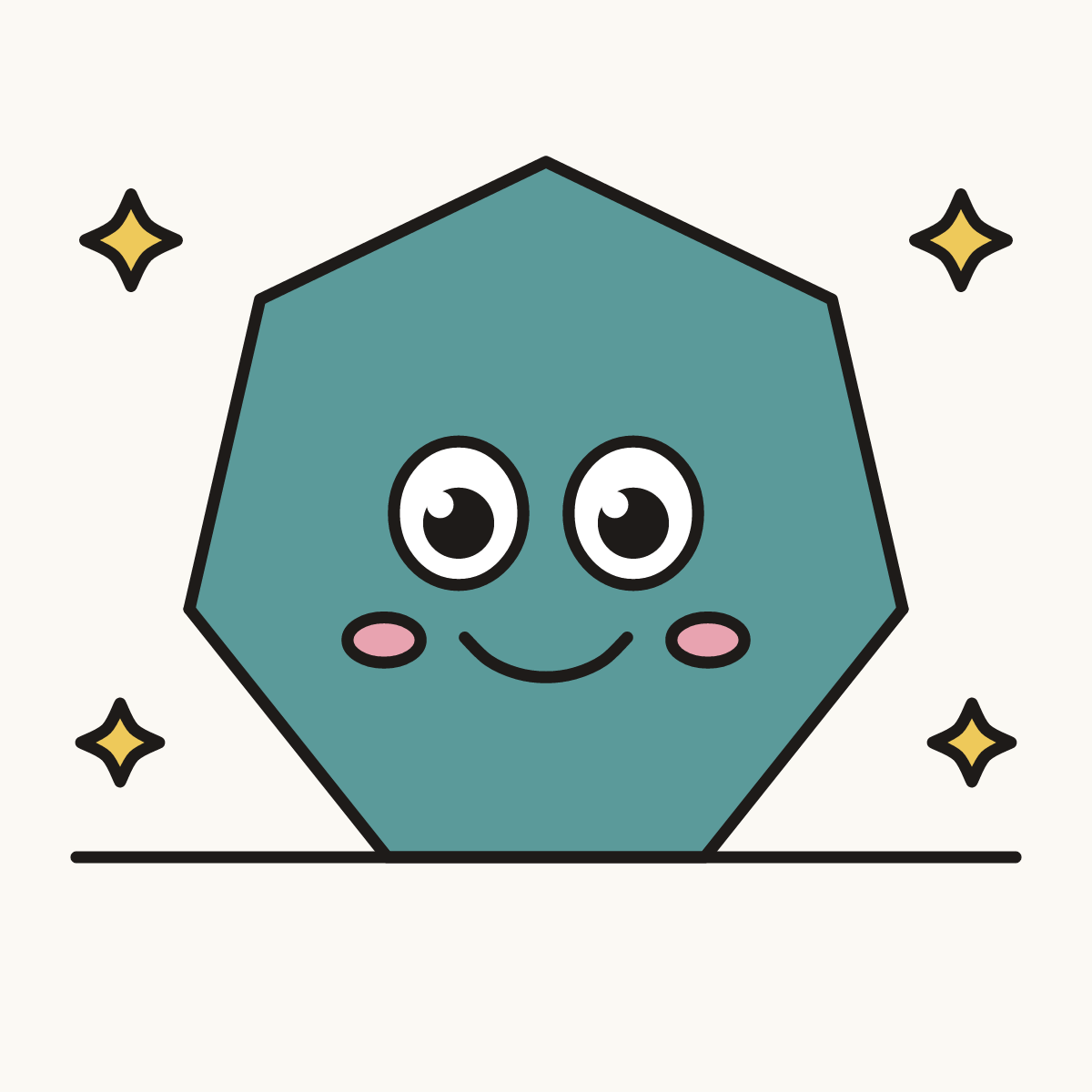 Finished drawing of a heptagon