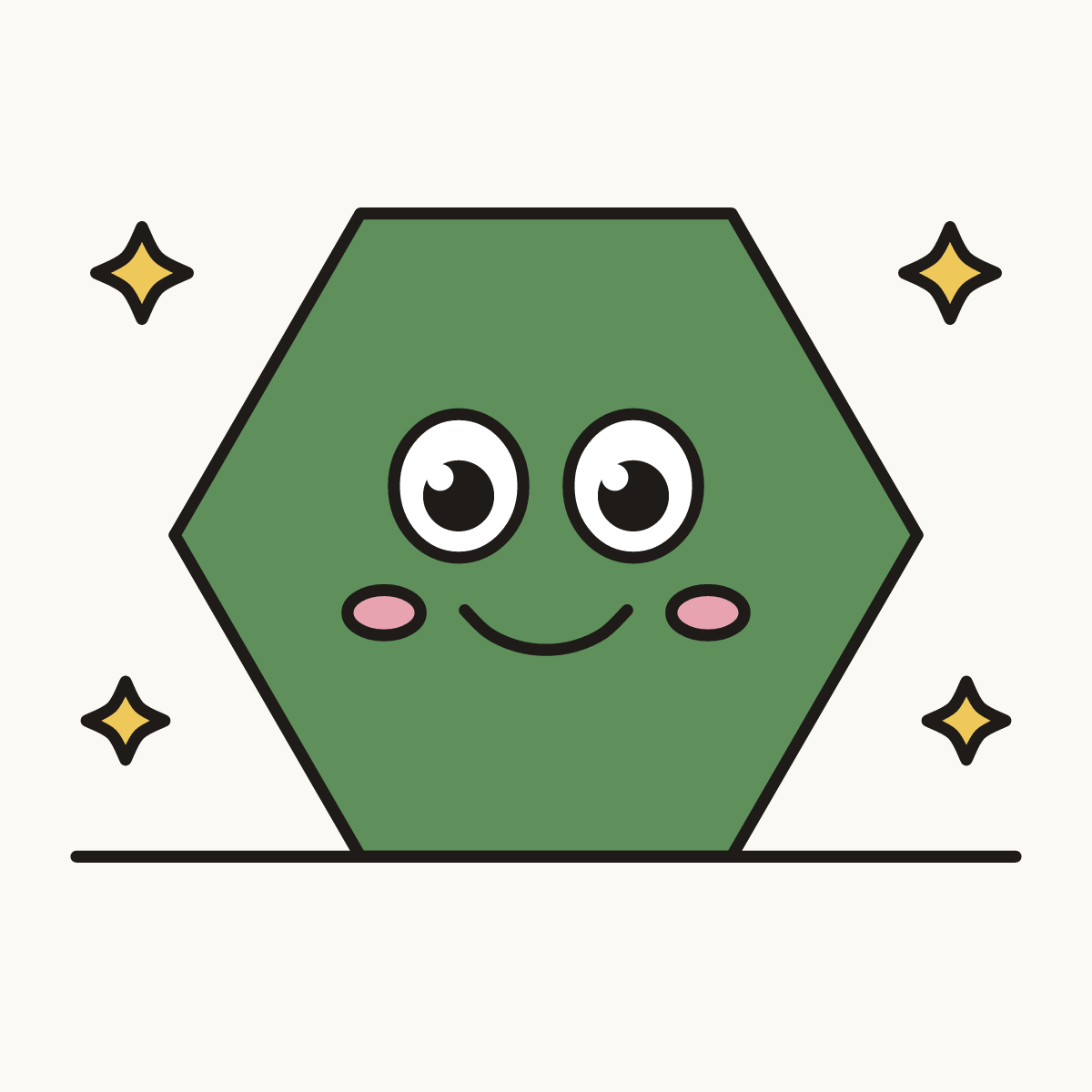 Finished drawing of a hexagon