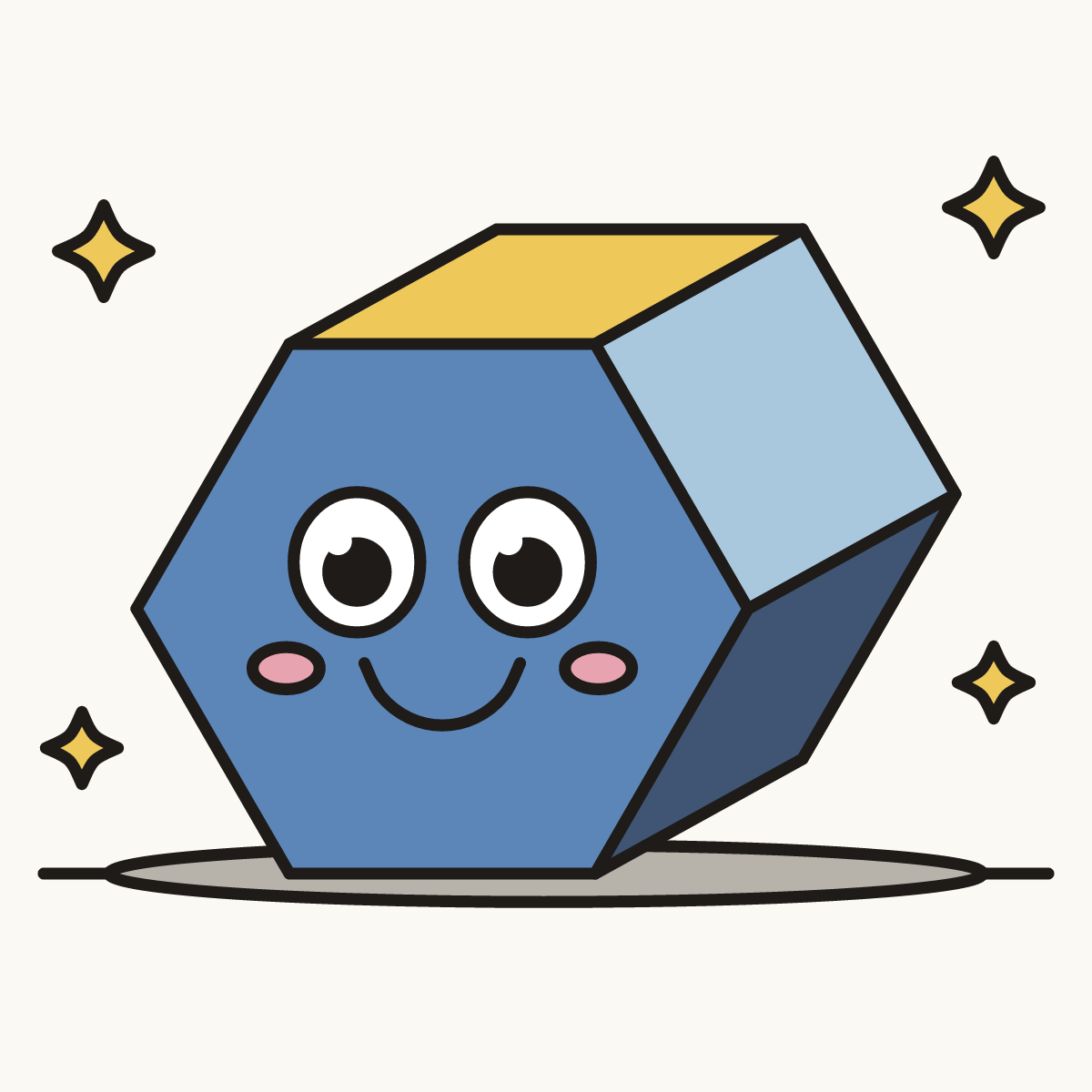 Finished drawing of a hexagonal prism
