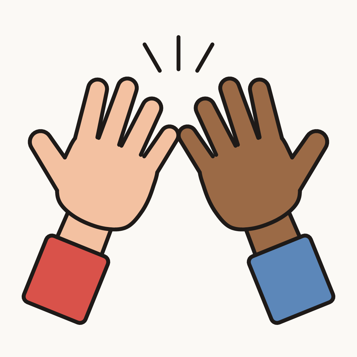 Finished drawing of a high five