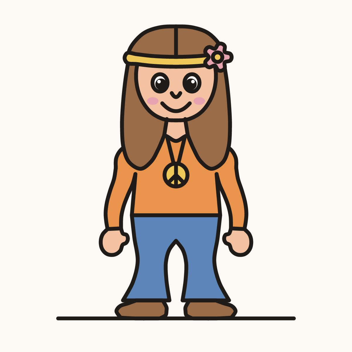 Finished drawing of a hippie