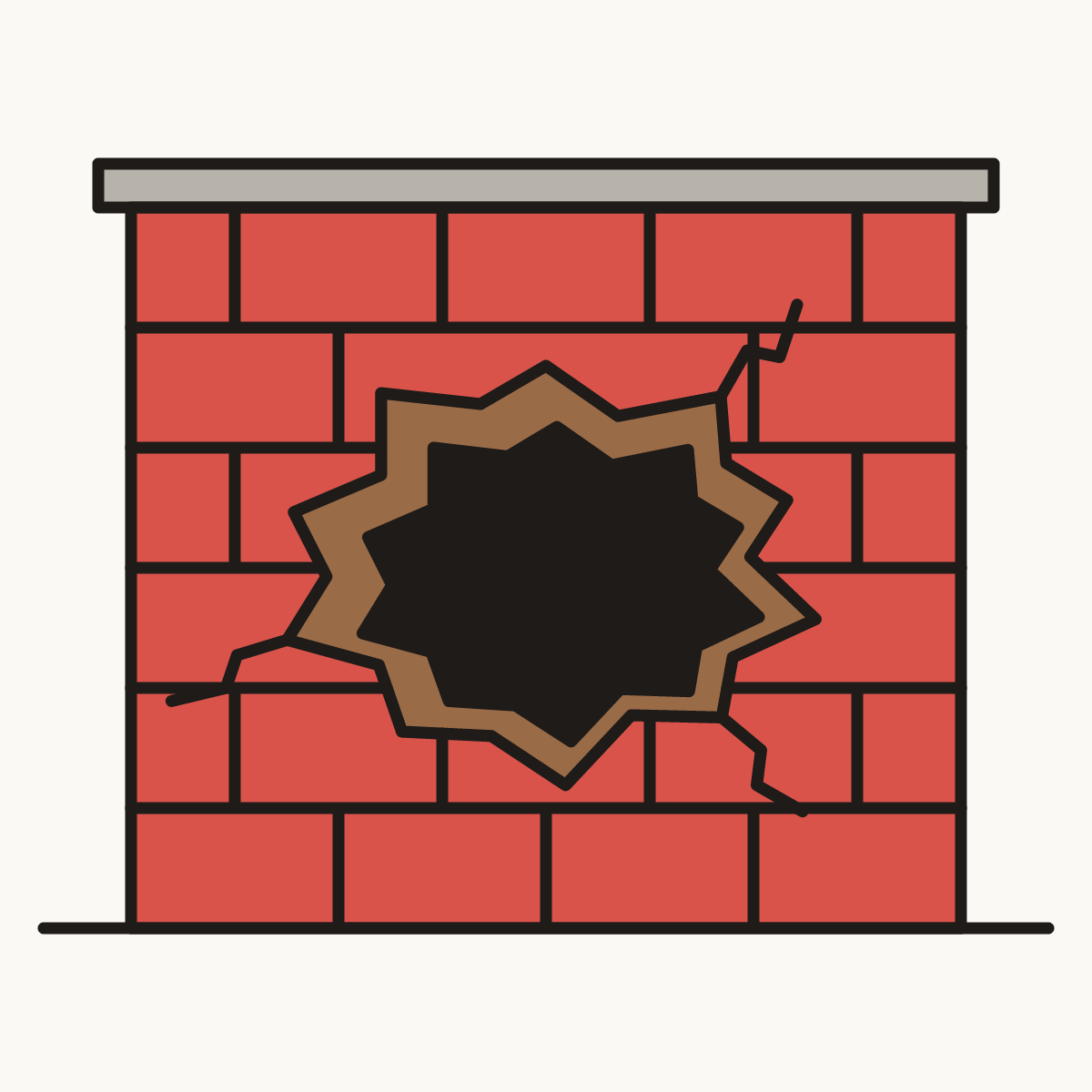 Finished drawing of a hole in the wall