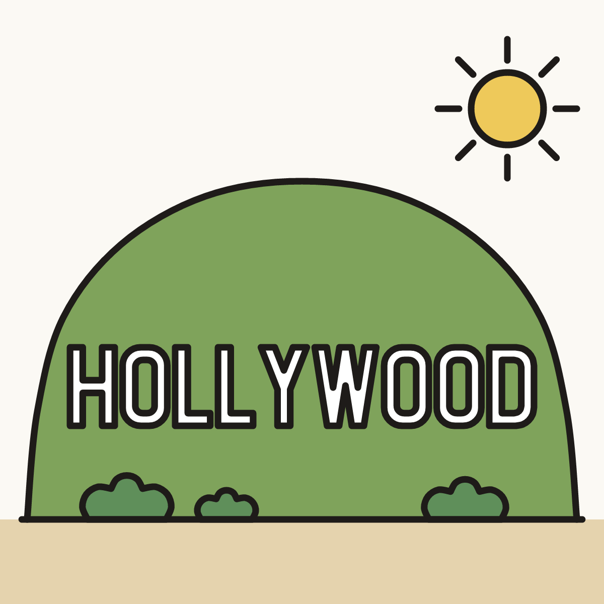 Finished drawing of a hollywood sign