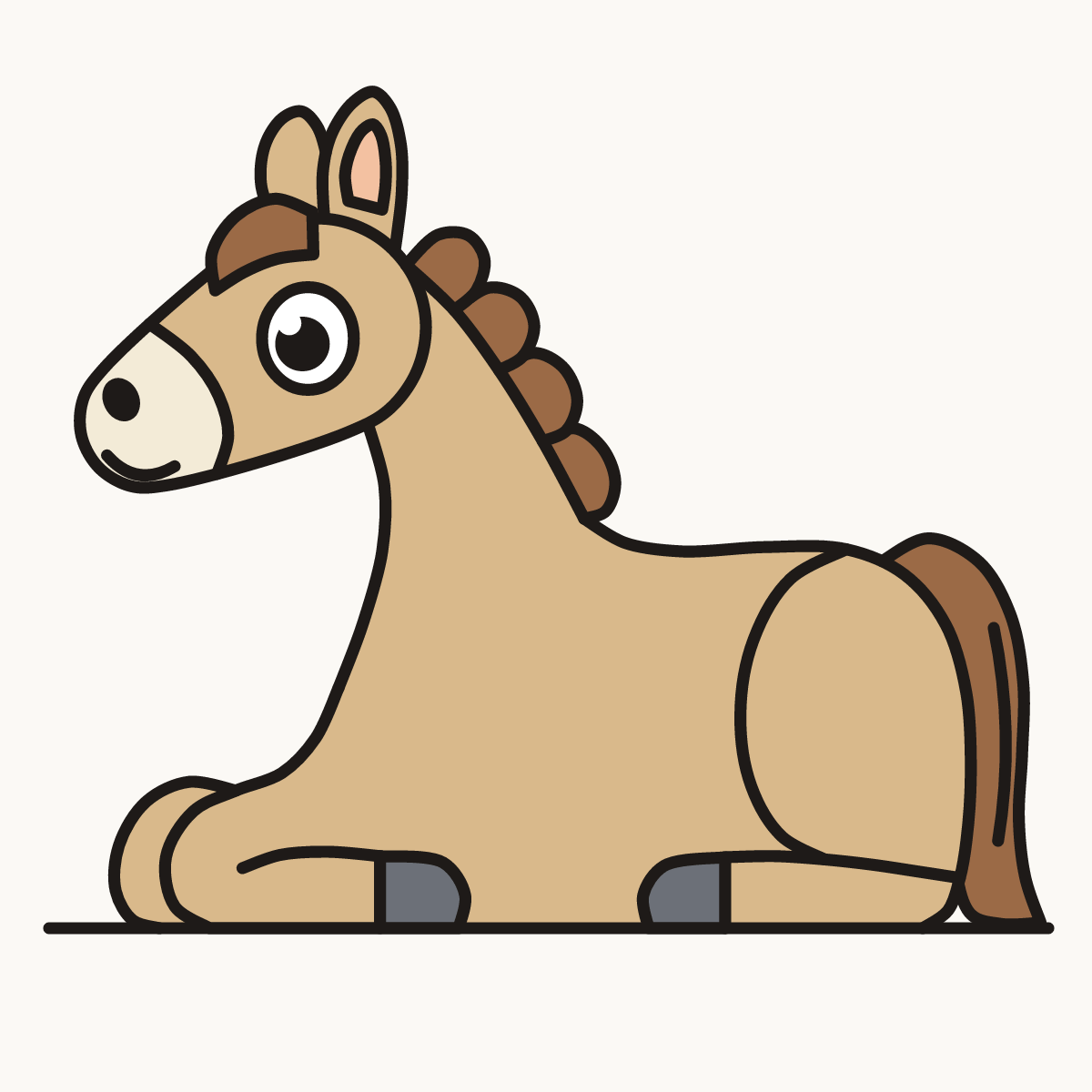 Finished drawing of a horse lying down