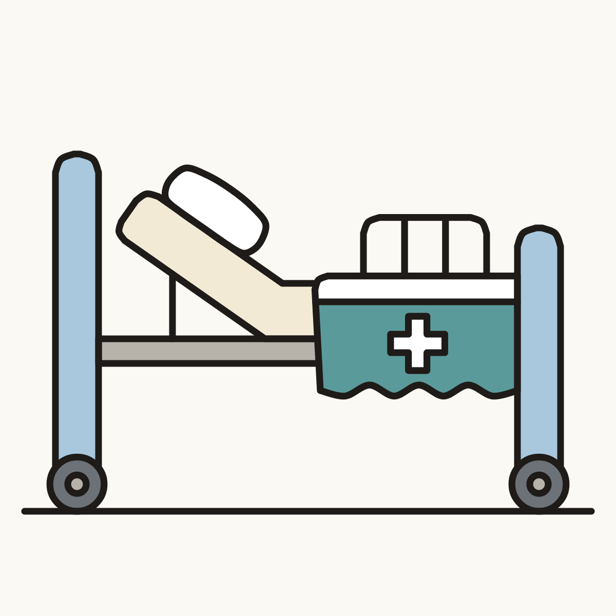 Finished drawing of a hospital bed