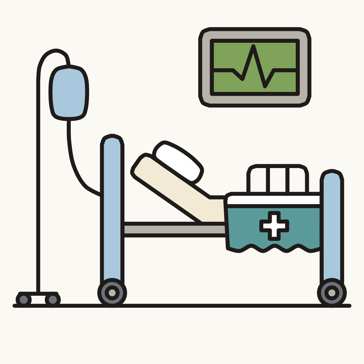 Finished drawing of a hospital room