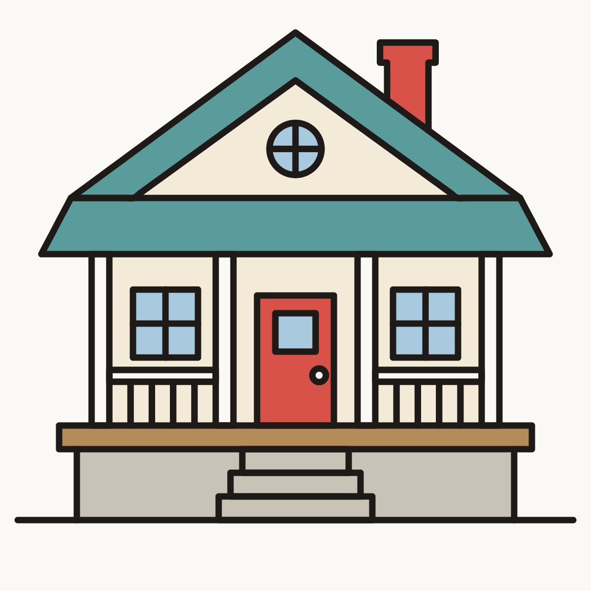Finished drawing of a house with a porch