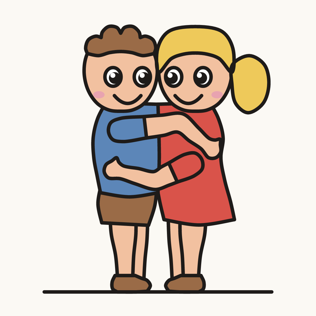 Finished drawing of a hug