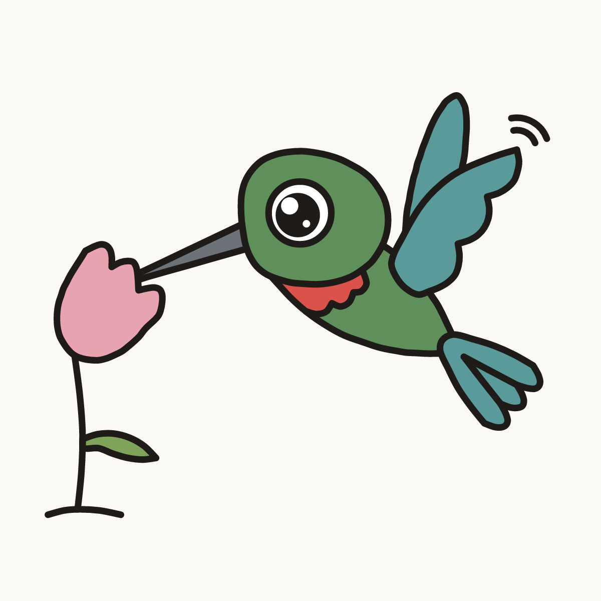 Finished drawing of a hummingbird