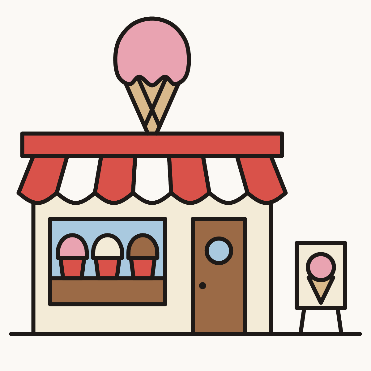 Finished drawing of an ice cream parlour