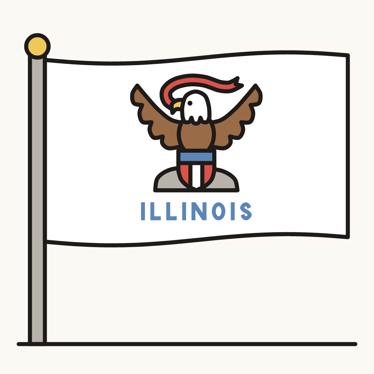 Finished drawing of an illinois flag