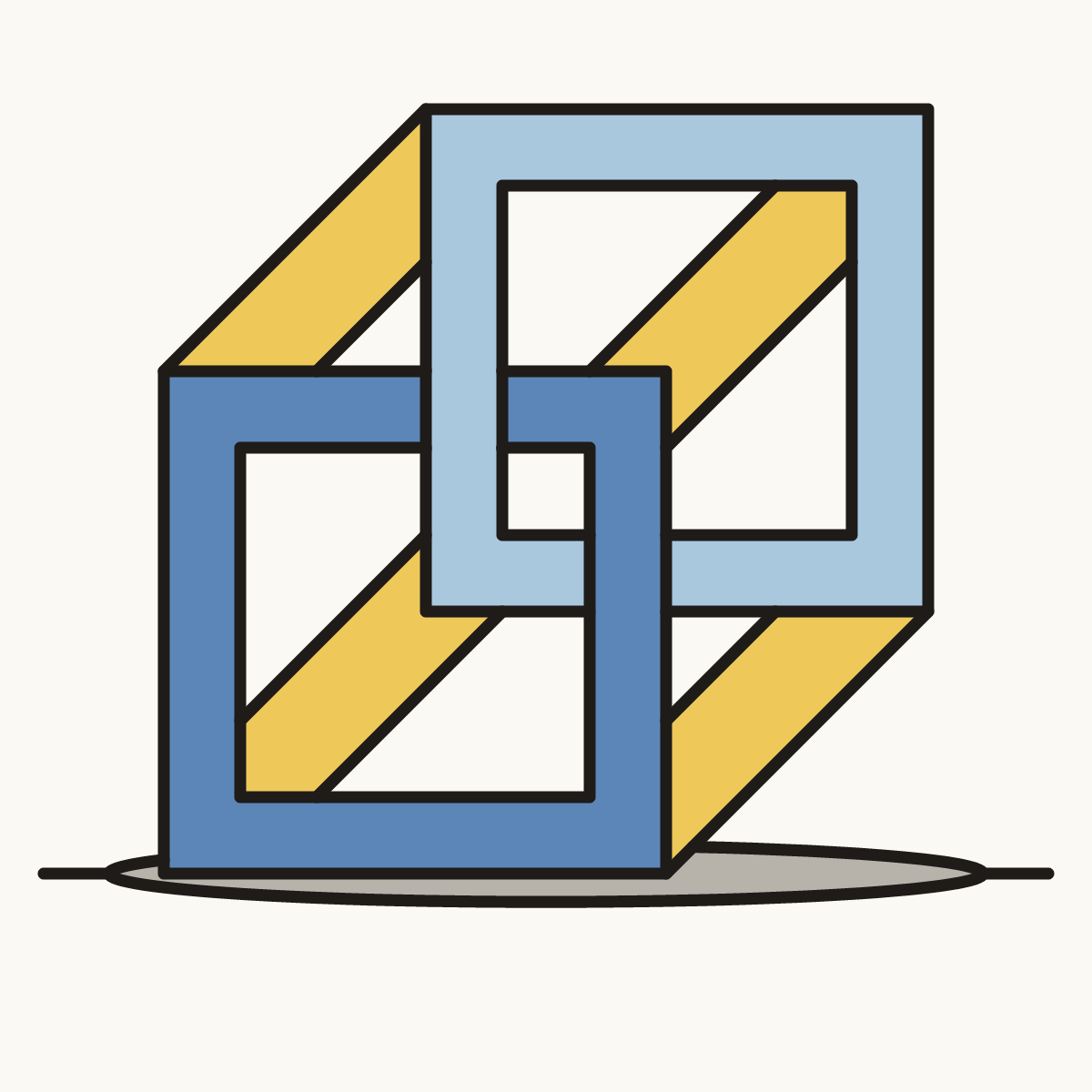 Finished drawing of an impossible cube