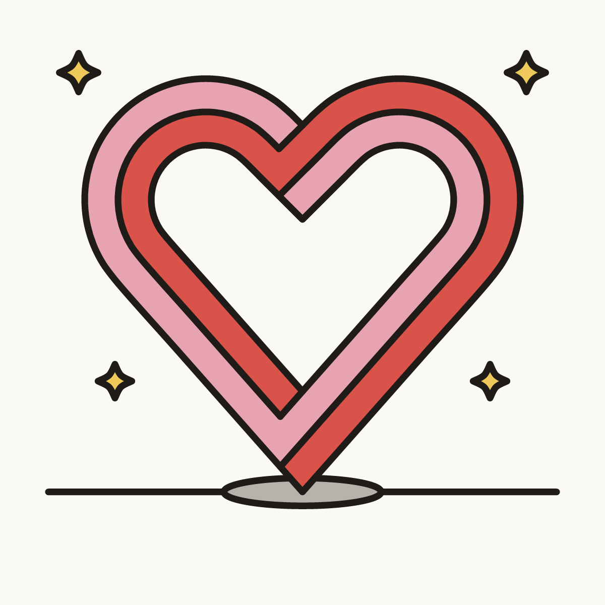 Finished drawing of an impossible heart