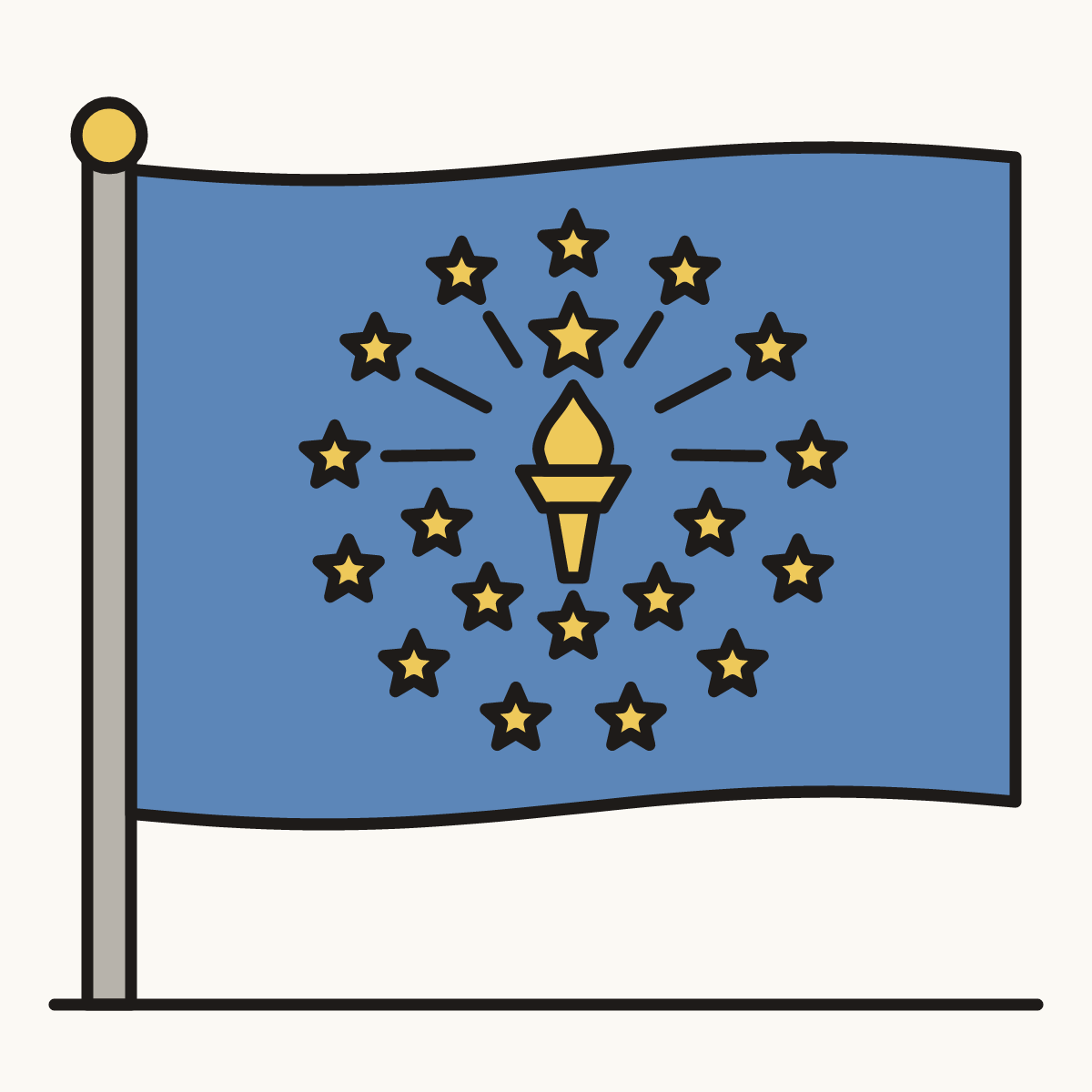 Finished drawing of an indiana flag