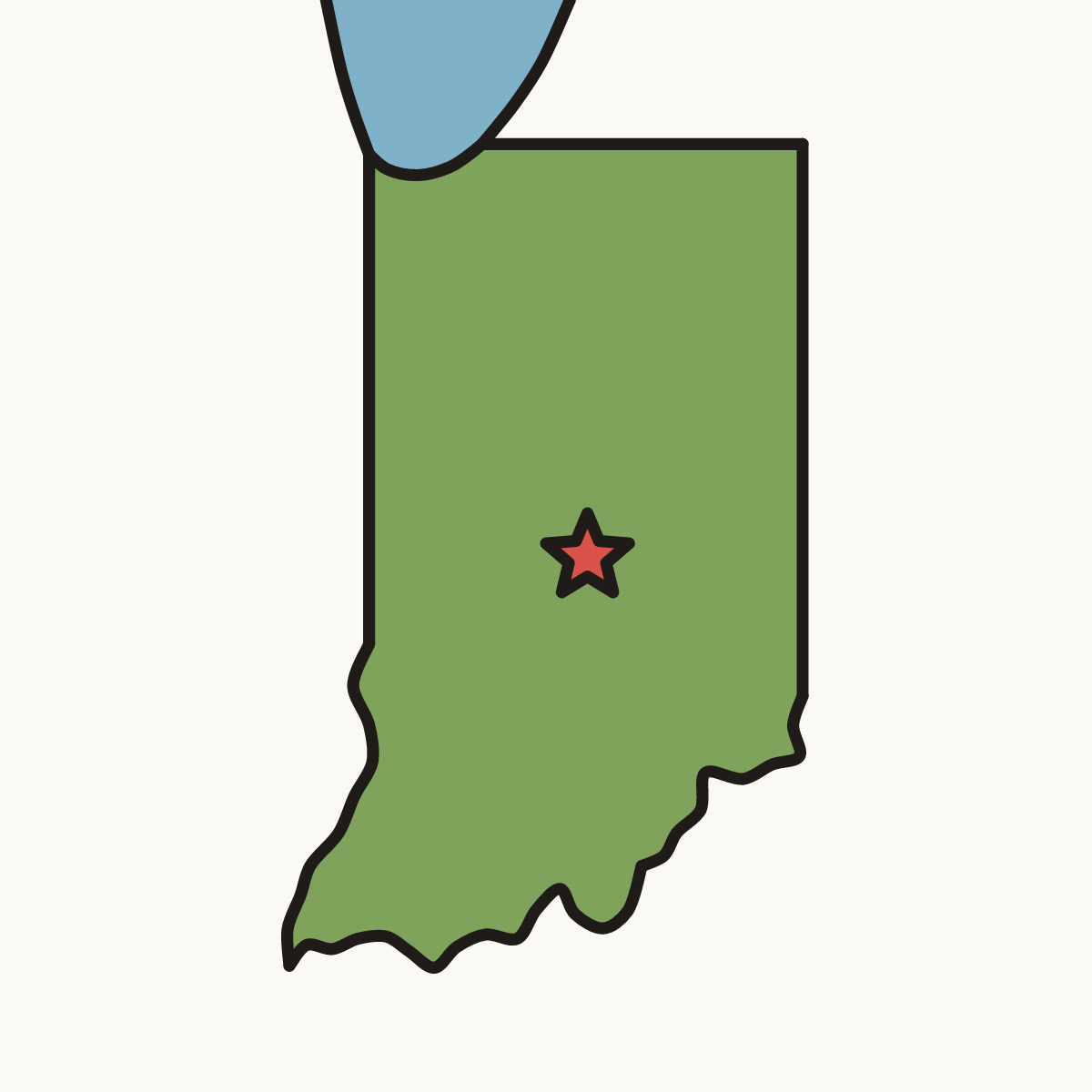 Finished drawing of an indiana map