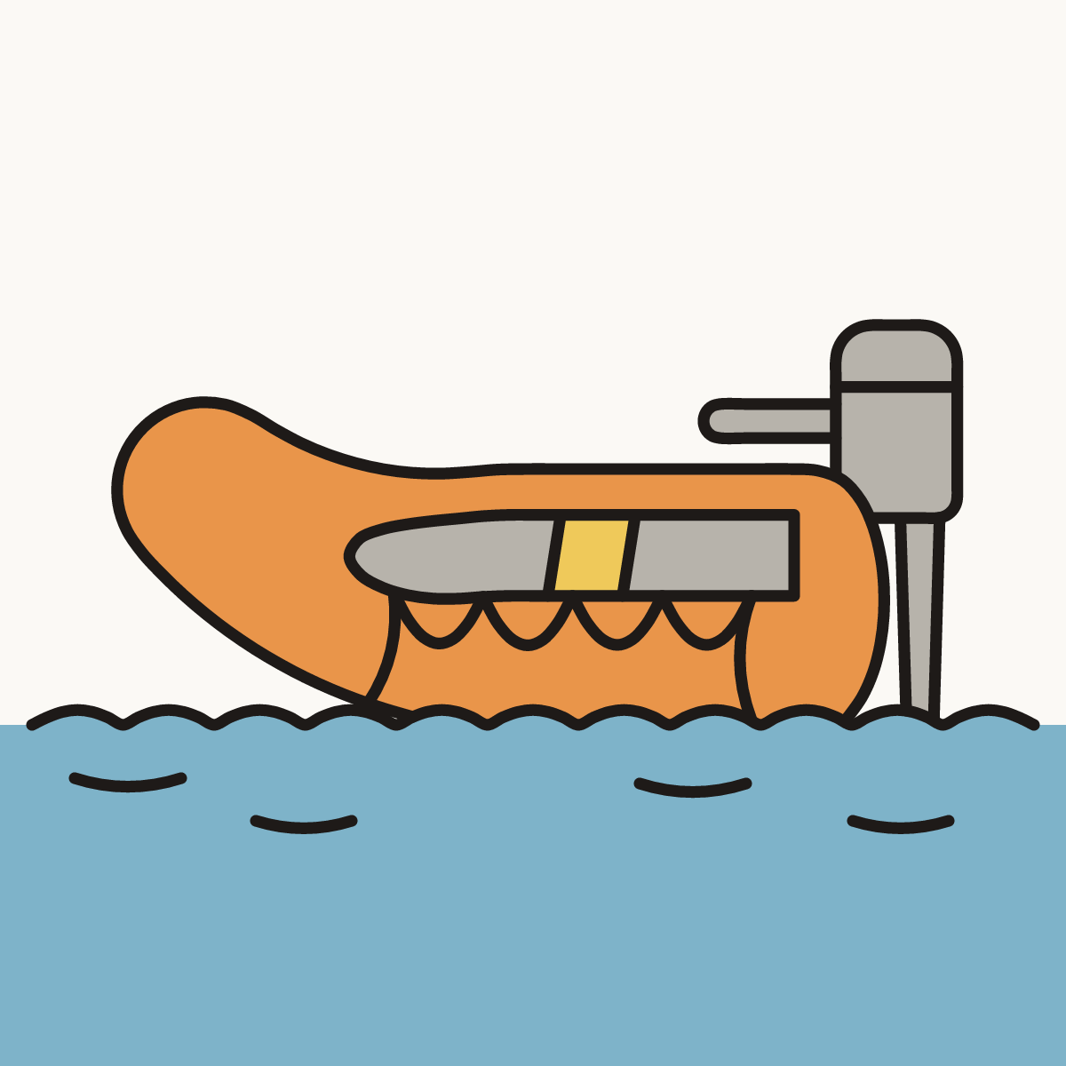 Finished drawing of an inflatable boat