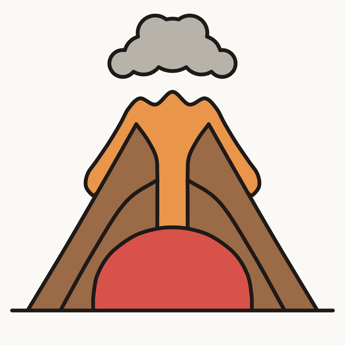 Finished drawing of an inside a volcano