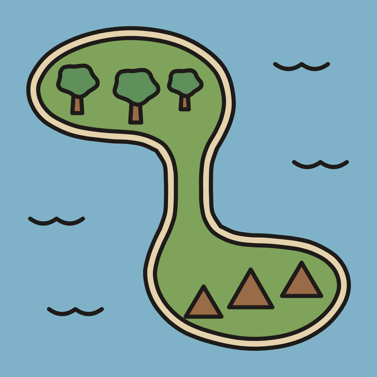 Finished drawing of an isthmus