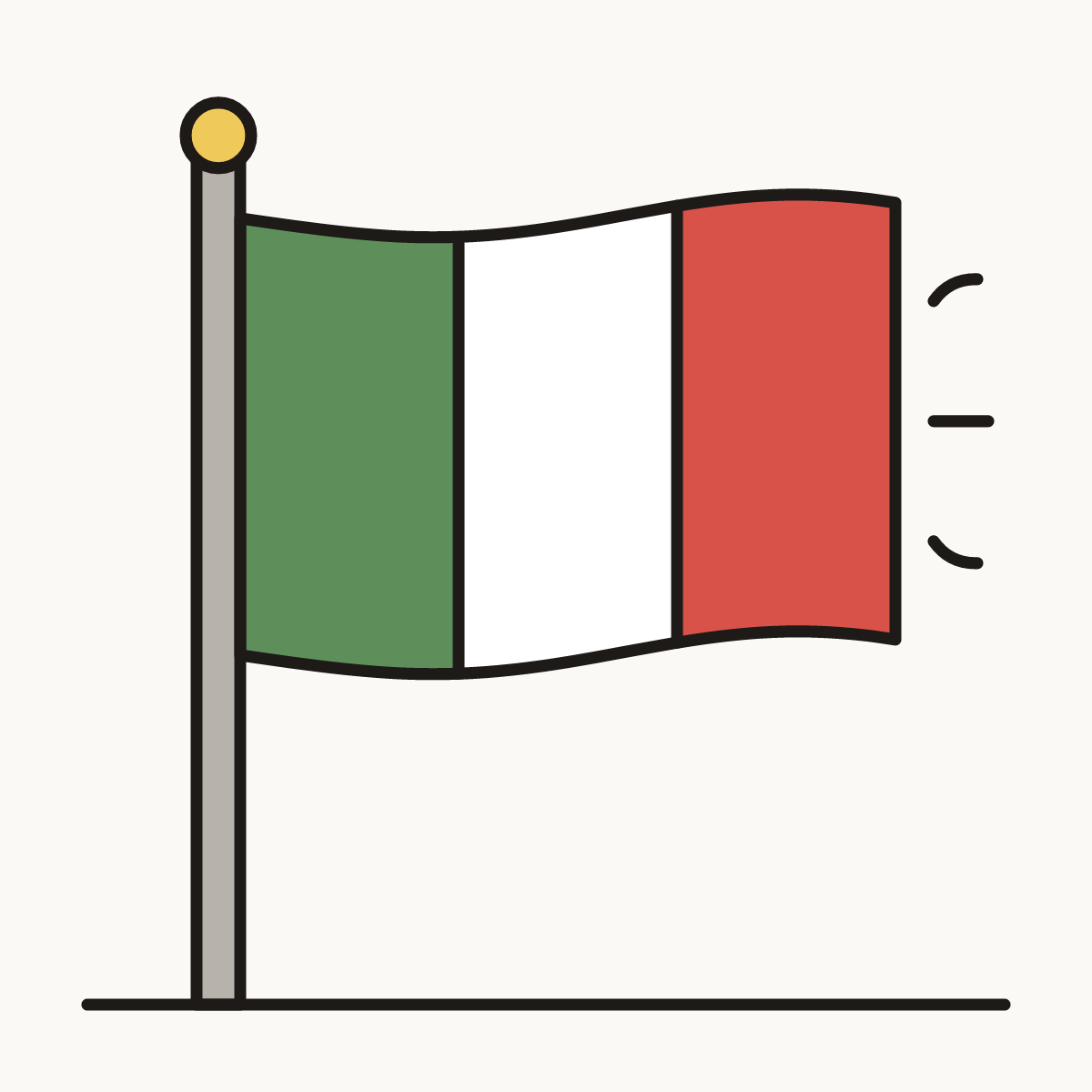 Finished drawing of an italy flag