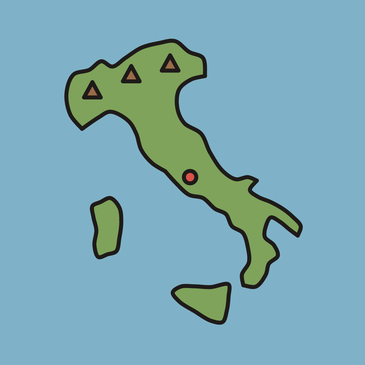 Finished drawing of an italy map