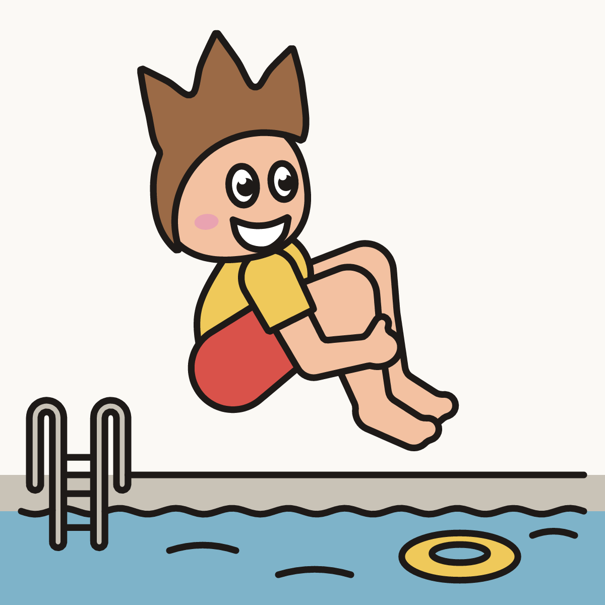 Finished drawing of jumping into a pool