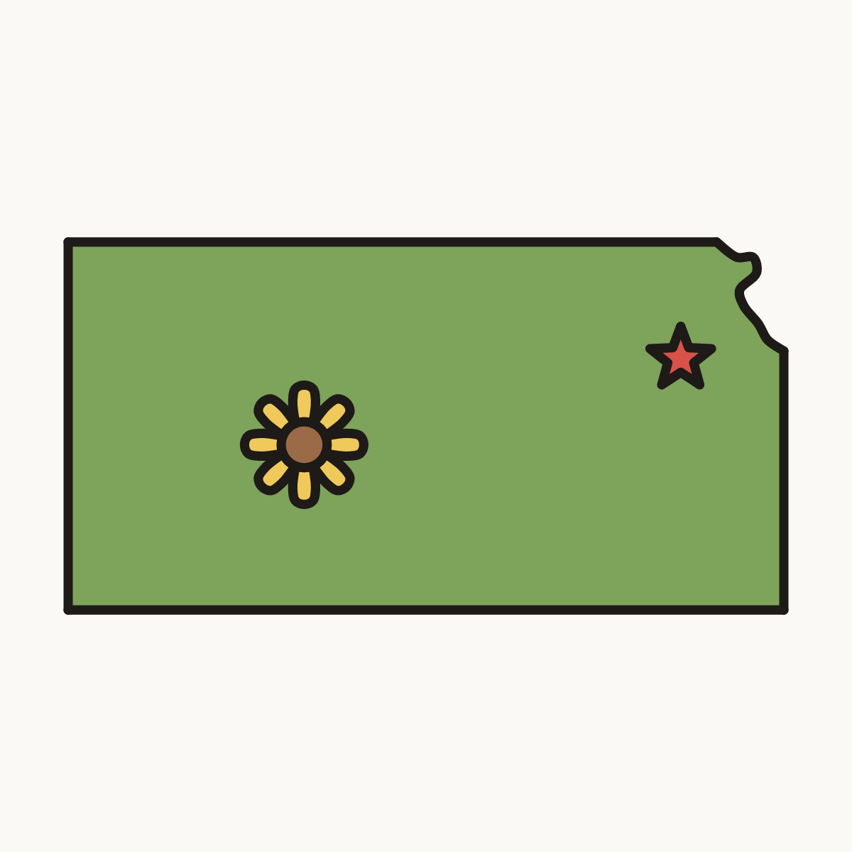 Finished drawing of a kansas map