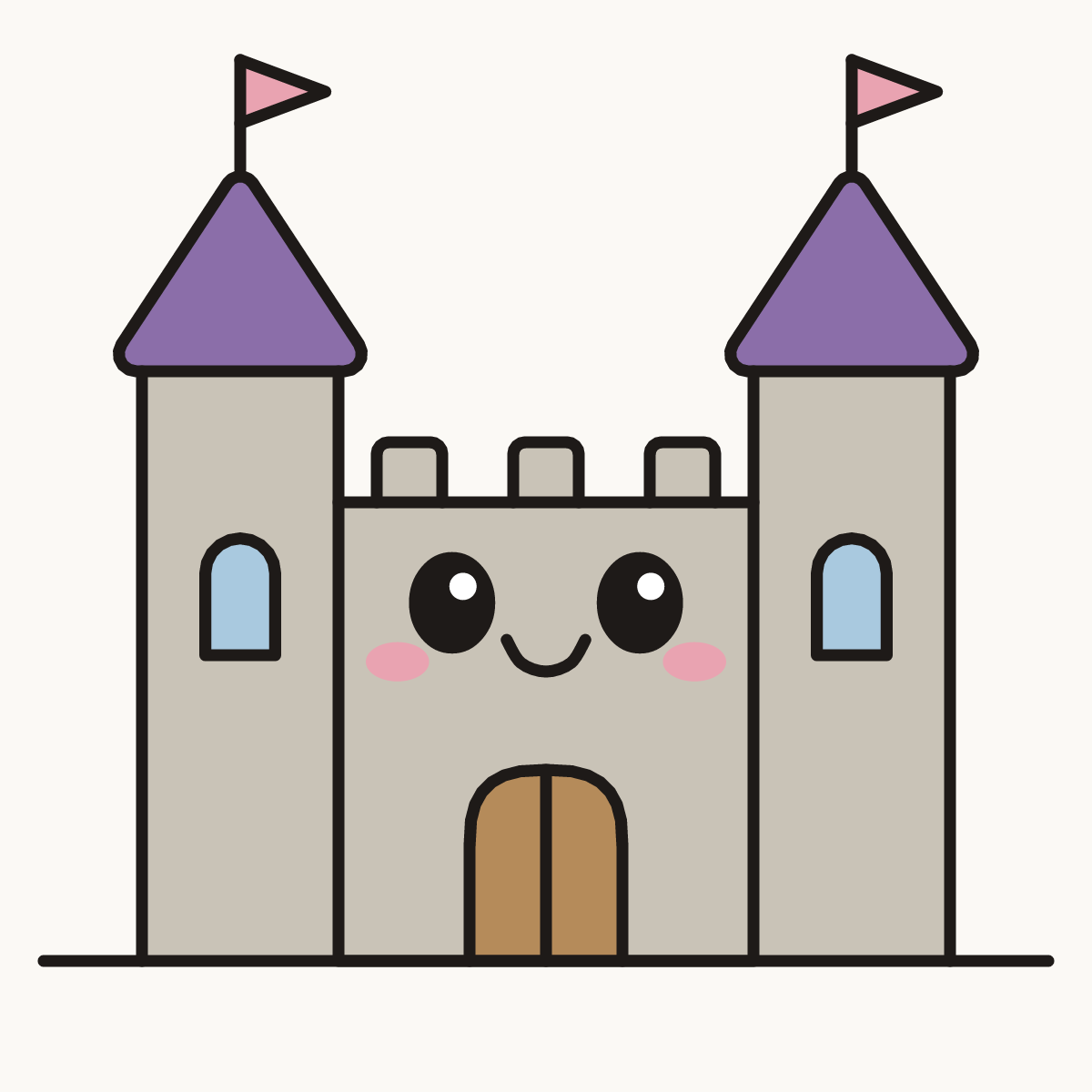 Finished drawing of a kawaii castle
