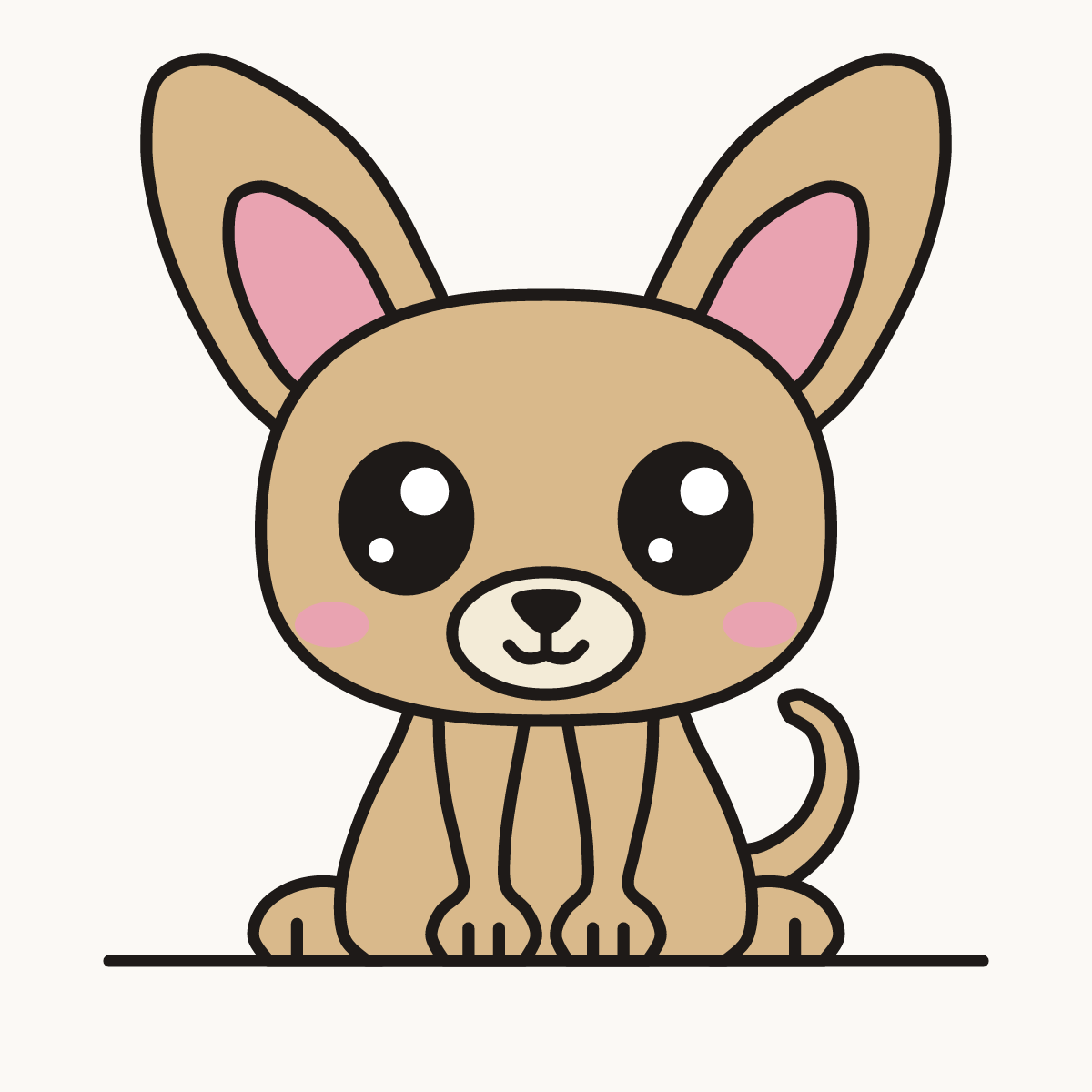 Finished drawing of a kawaii Chihuahua