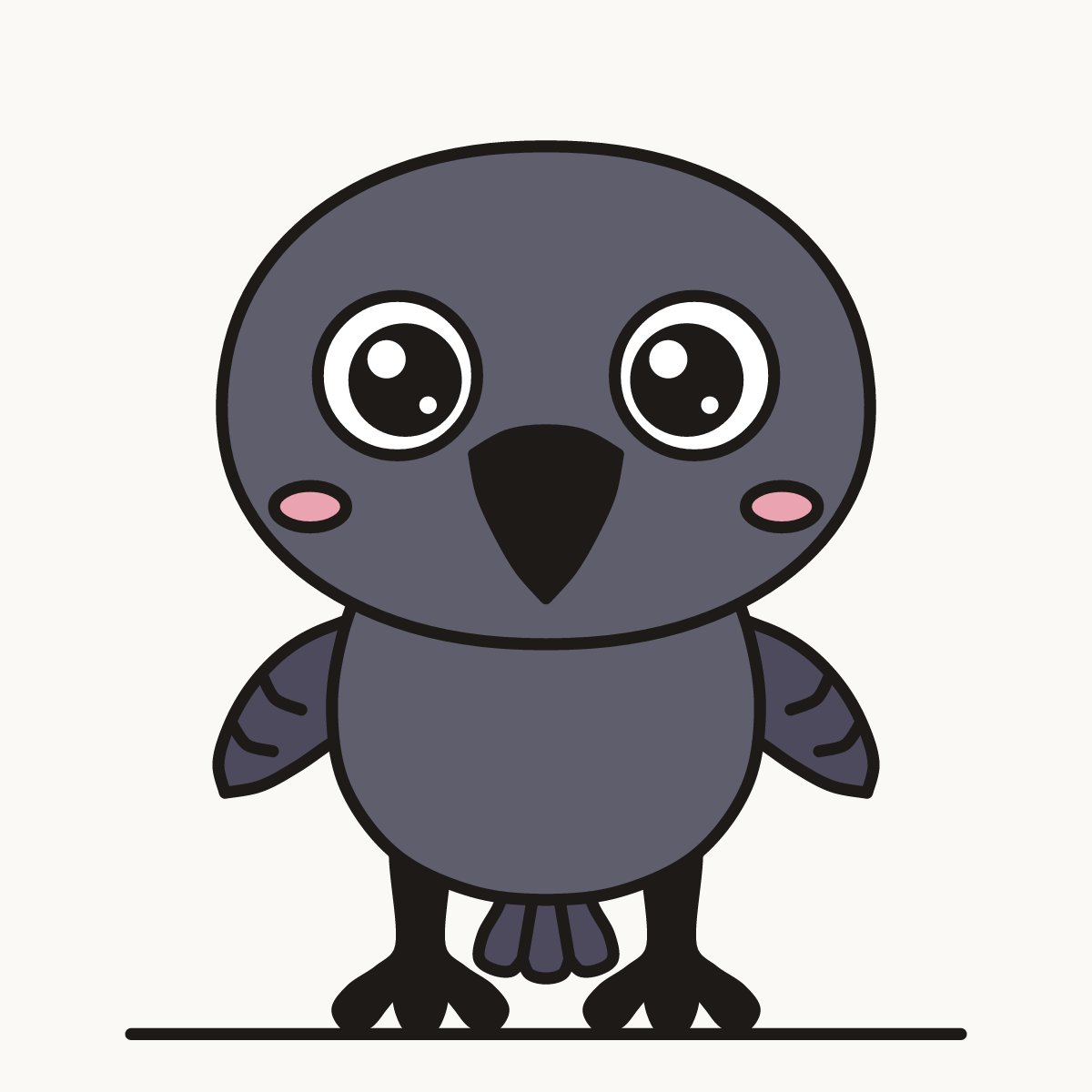 Finished drawing of a kawaii crow