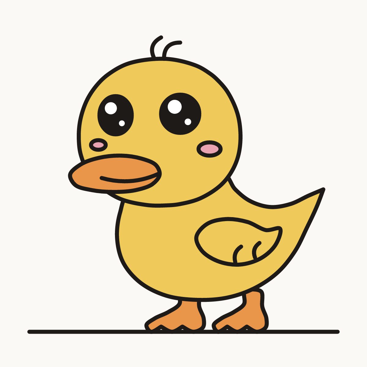Finished drawing of a kawaii duck