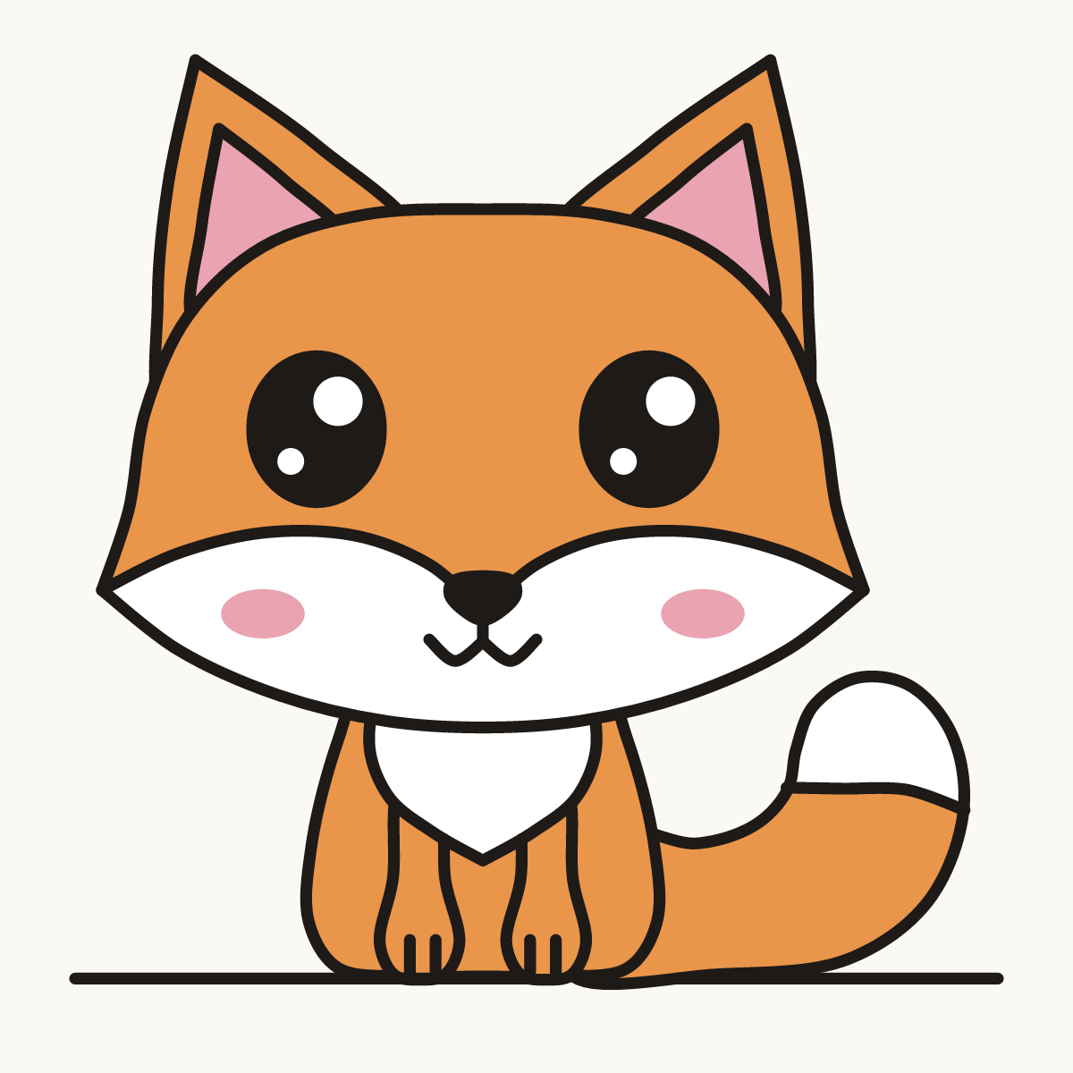 Finished drawing of a kawaii fox