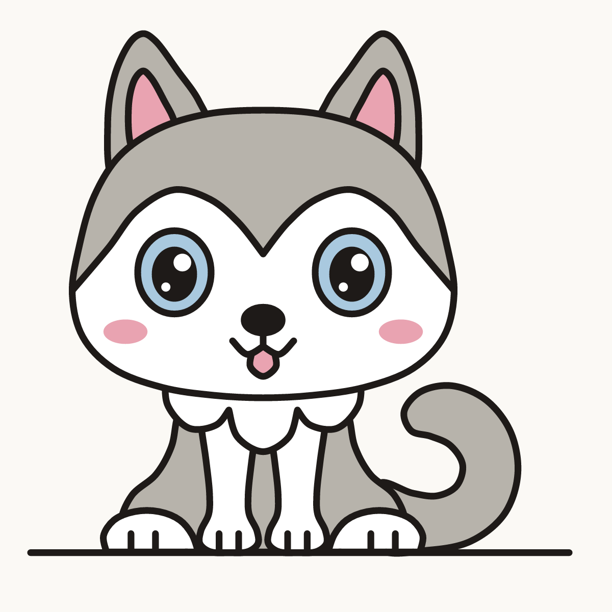 Finished drawing of a kawaii husky