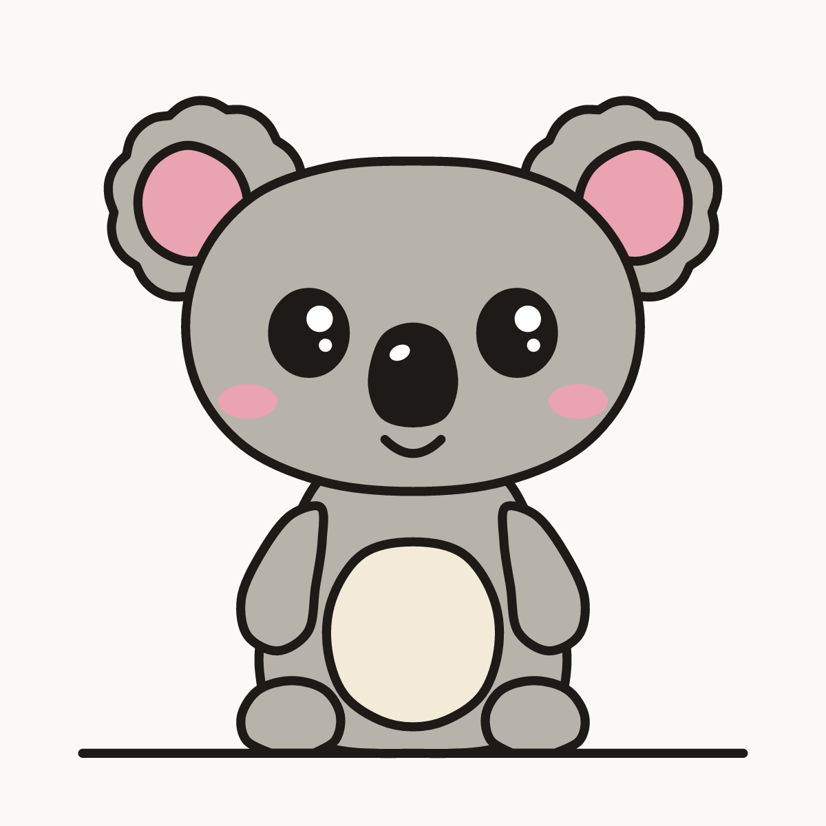 Finished drawing of a kawaii koala