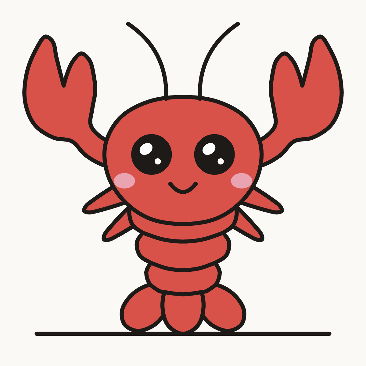 Finished drawing of a kawaii lobster