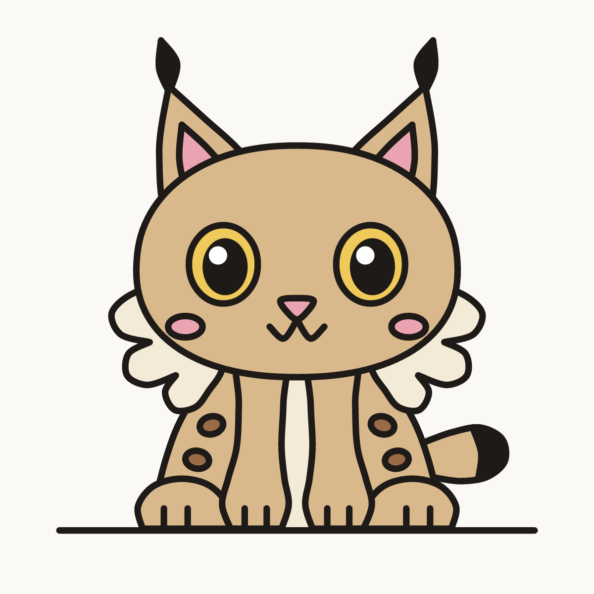 Finished drawing of a kawaii lynx
