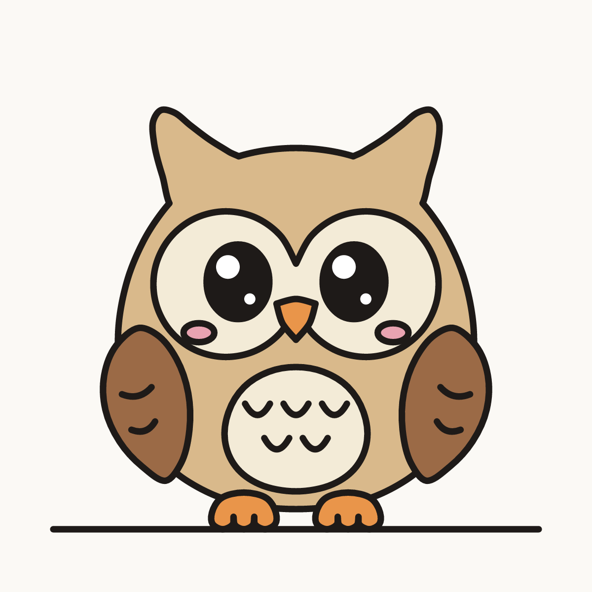 Finished drawing of a kawaii owl