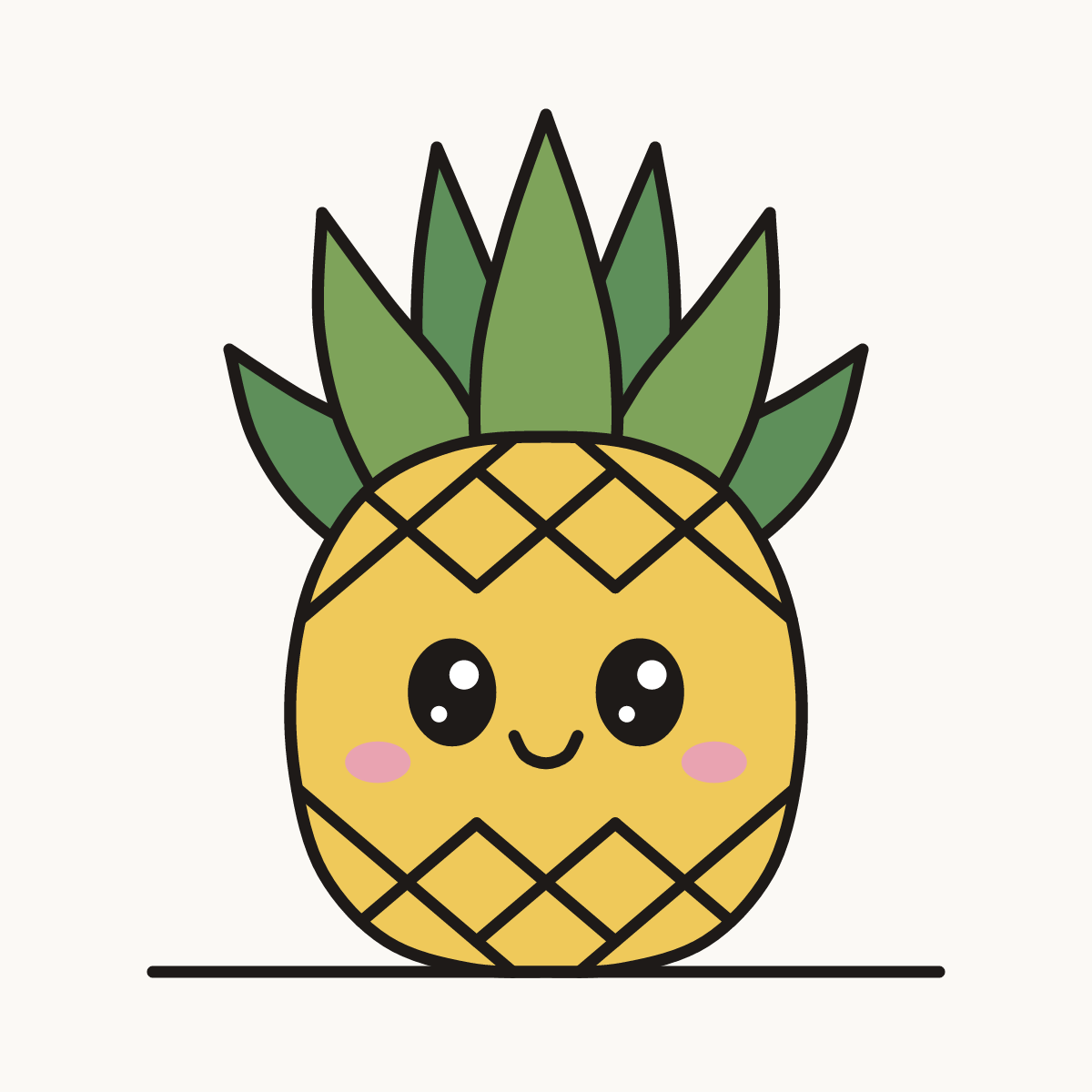 Finished drawing of a kawaii pineapple