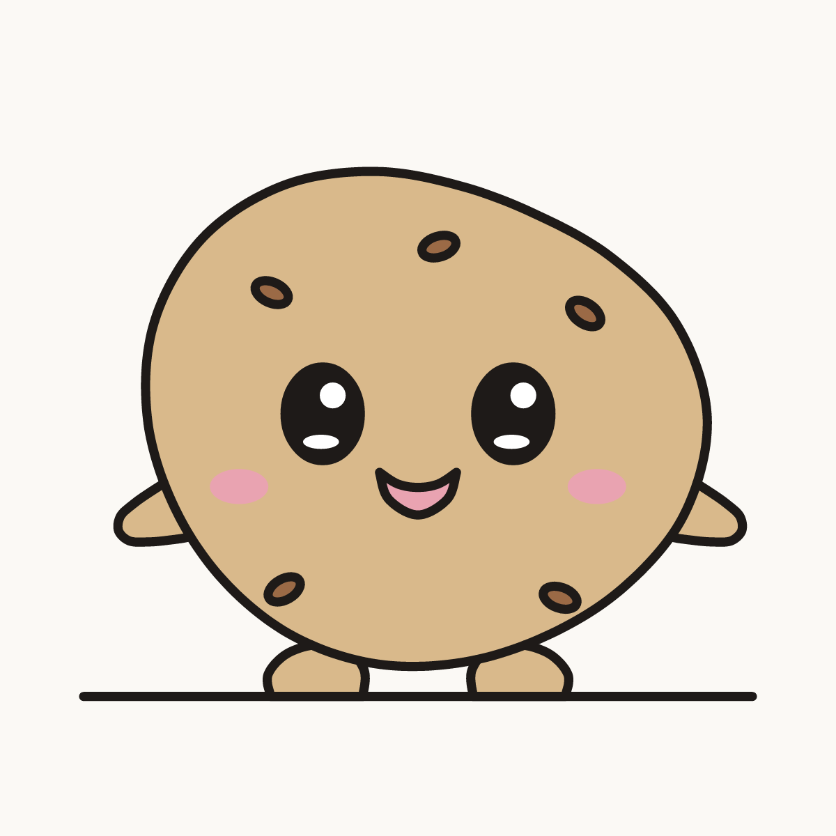 Finished drawing of a kawaii potato