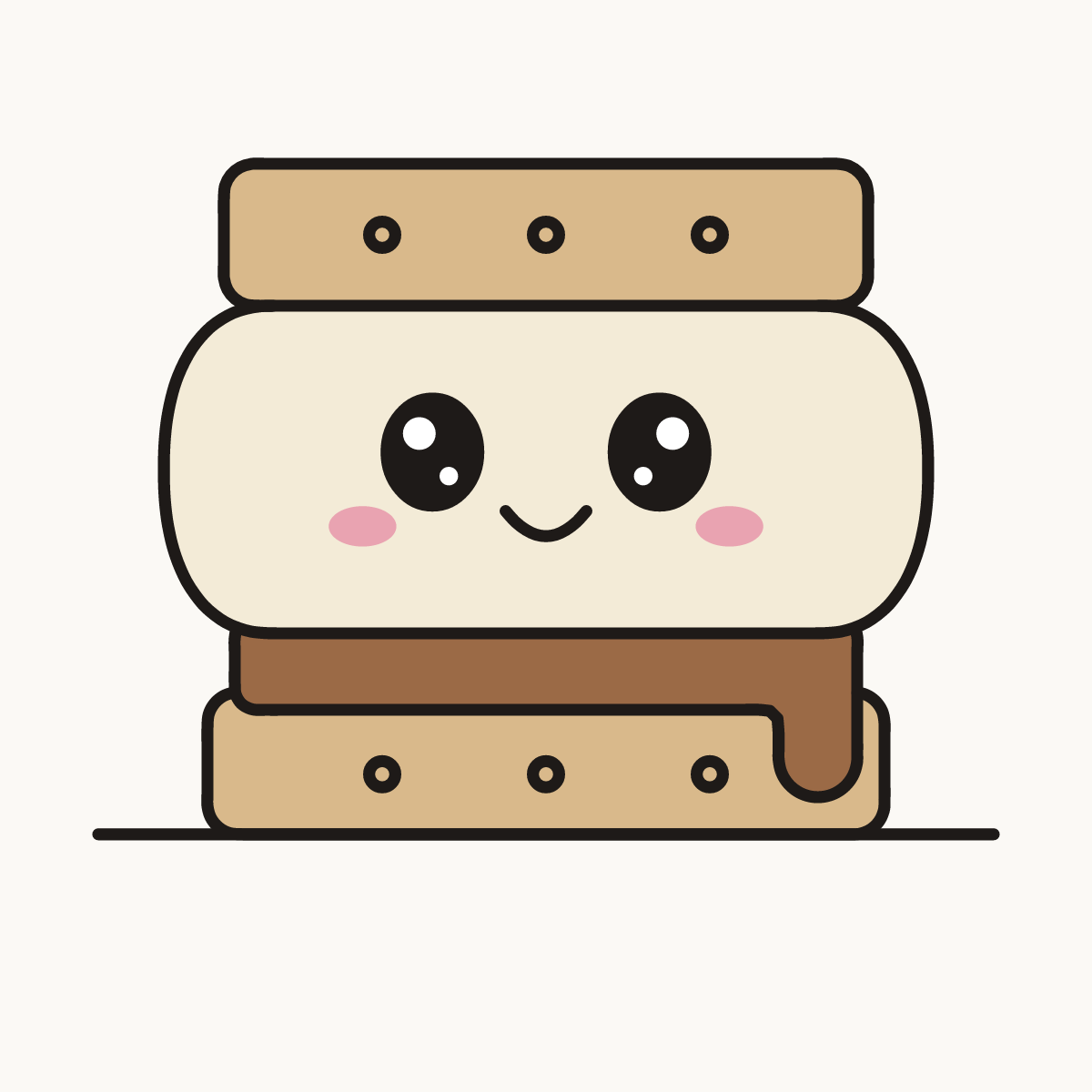 Finished drawing of a kawaii s’more