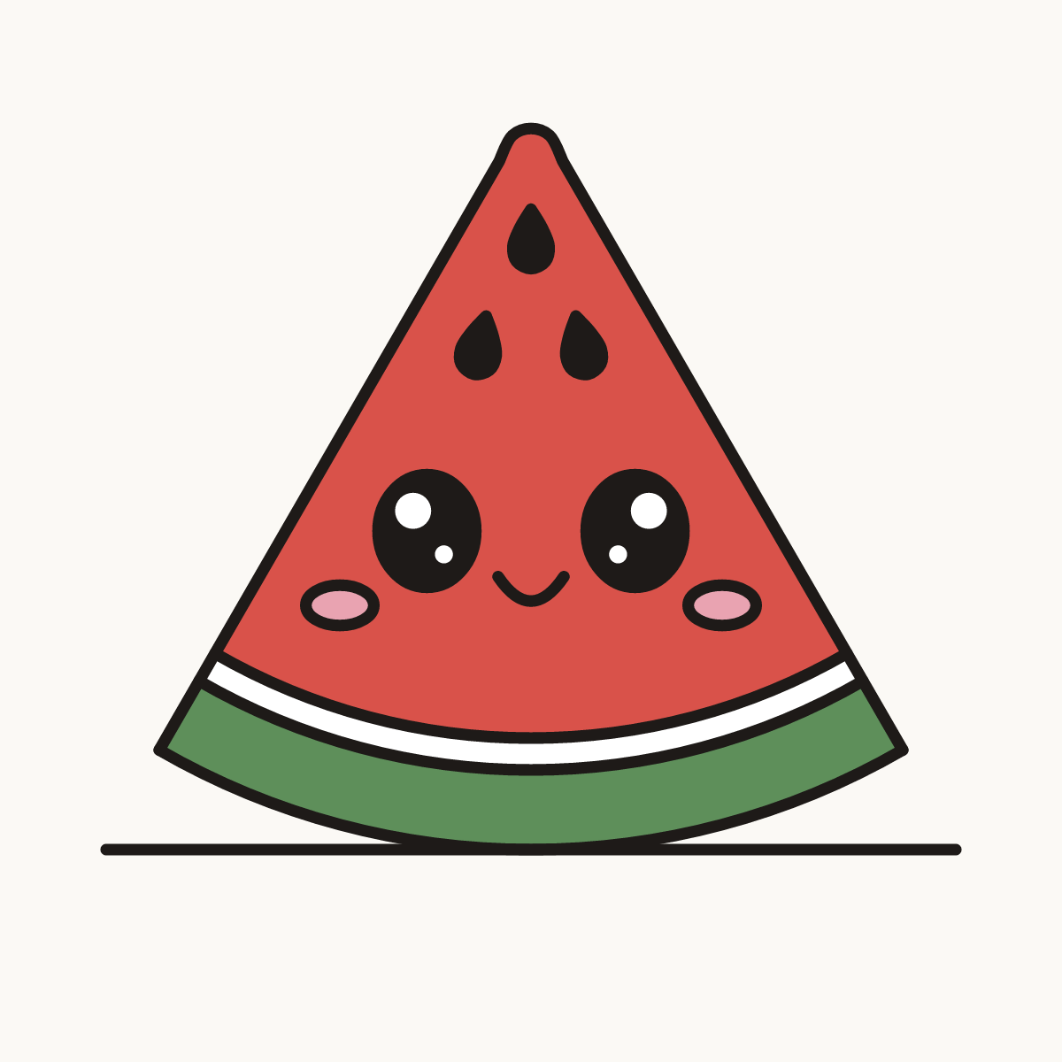 Finished drawing of a kawaii watermelon