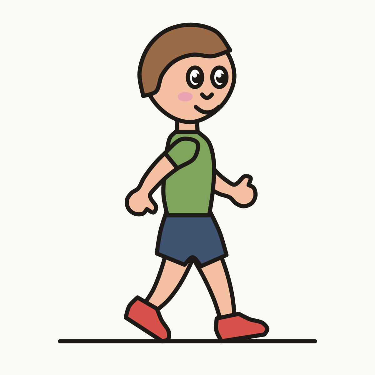 Finished drawing of a kid walking