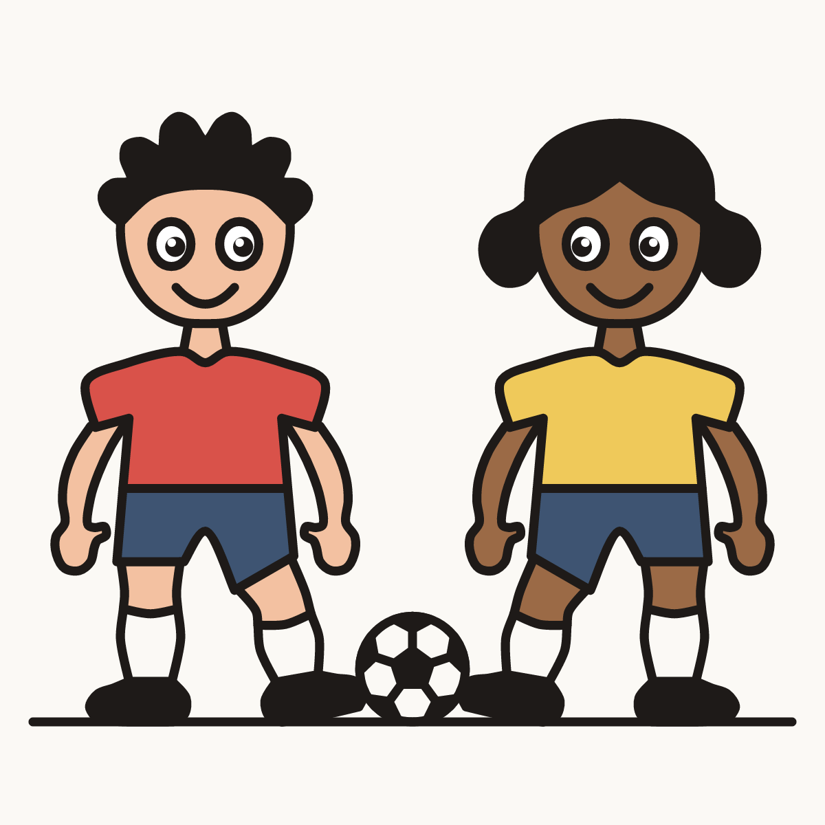 Finished drawing of a kids playing soccer