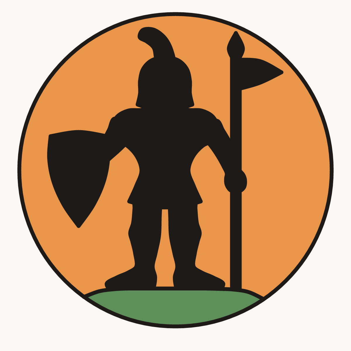Finished drawing of a knight silhouette