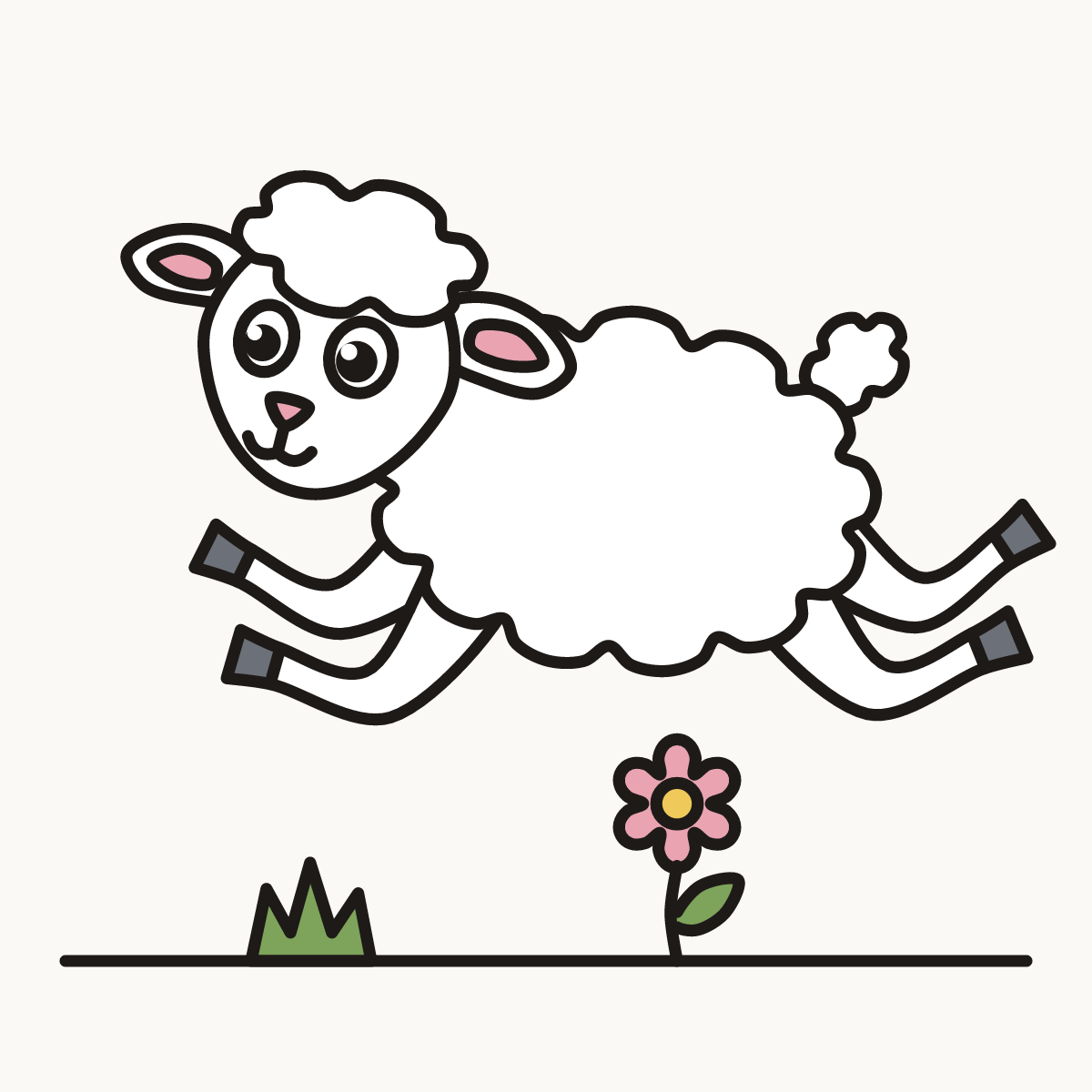 Finished drawing of a lamb jumping