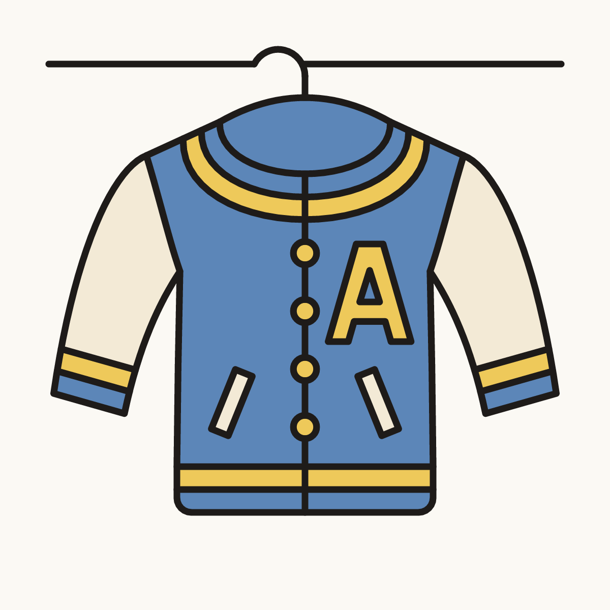 Finished drawing of a letterman jacket