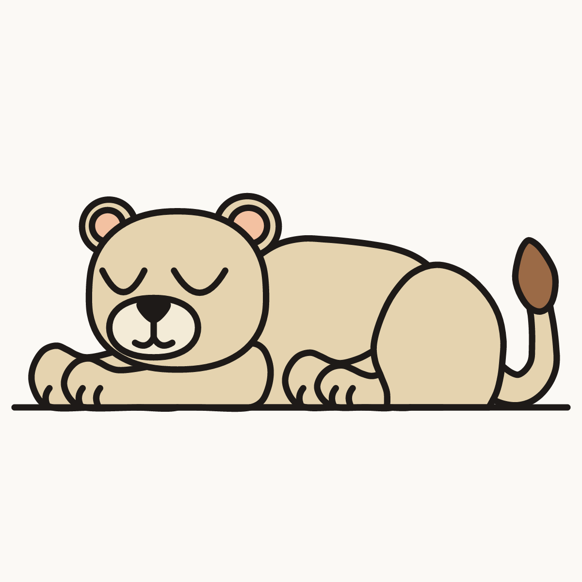 Finished drawing of a sleeping lioness